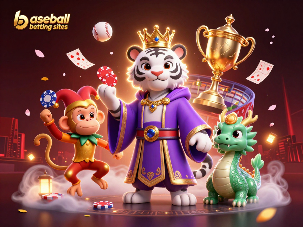 Engaging illustration representing baseball betting sites with vibrant characters and dynamic sports elements.