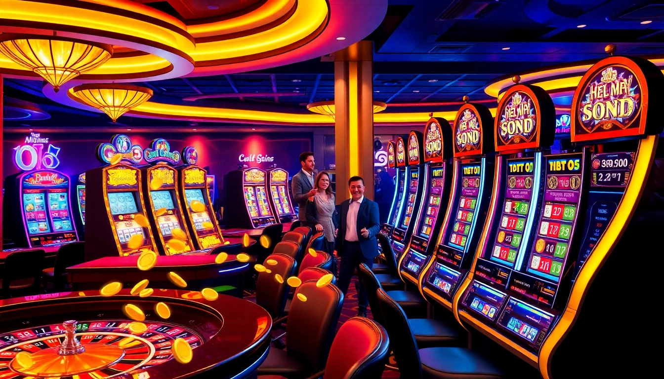 Winning at an idnslot machine in a vibrant casino setting filled with excitement and celebration.