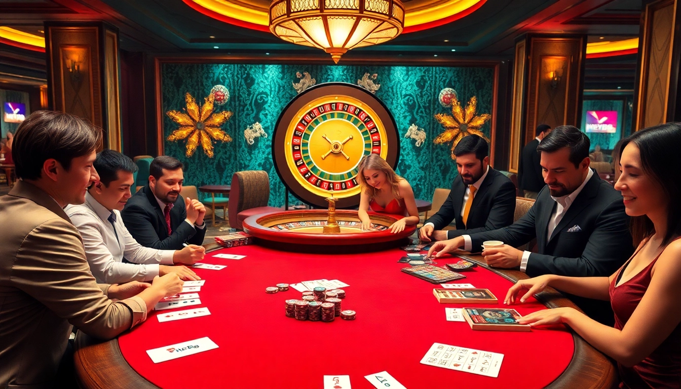 New88 casino players eagerly placing bets at vibrant gaming tables filled with excitement.