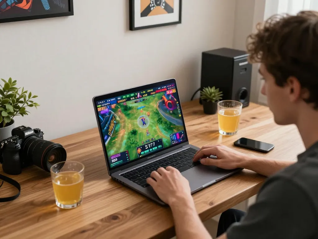 Engaging in SG777 online sports betting with vibrant graphics on laptop.