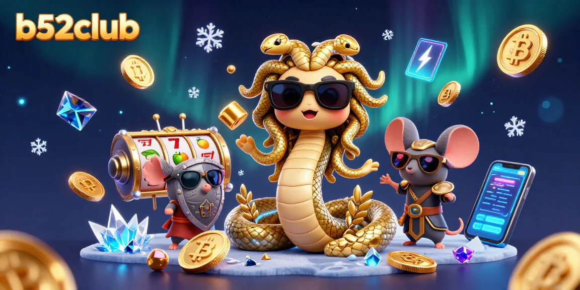 B52club engaging players with a vibrant 3D scene of friendly characters and dynamic casino elements.