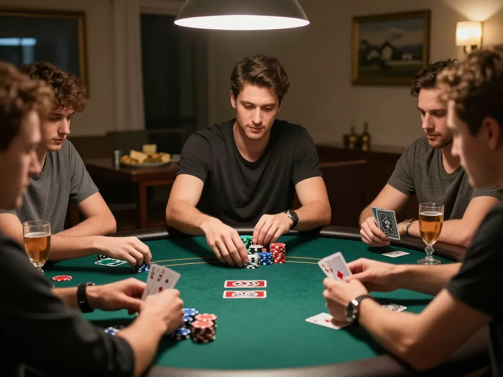 Experience strategic gameplay at home poker with badak178, friends engaged in competitive betting