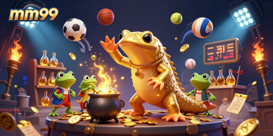 Experience thrilling sports betting with mm99 in this vibrant fantasy scene.