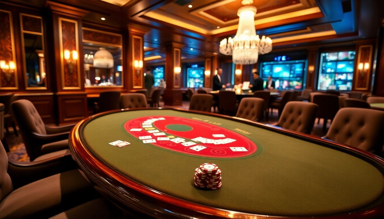 Experience the thrill of บาคาร่า Evolution ได้เงินจริง at a luxurious casino table with vibrant visuals.