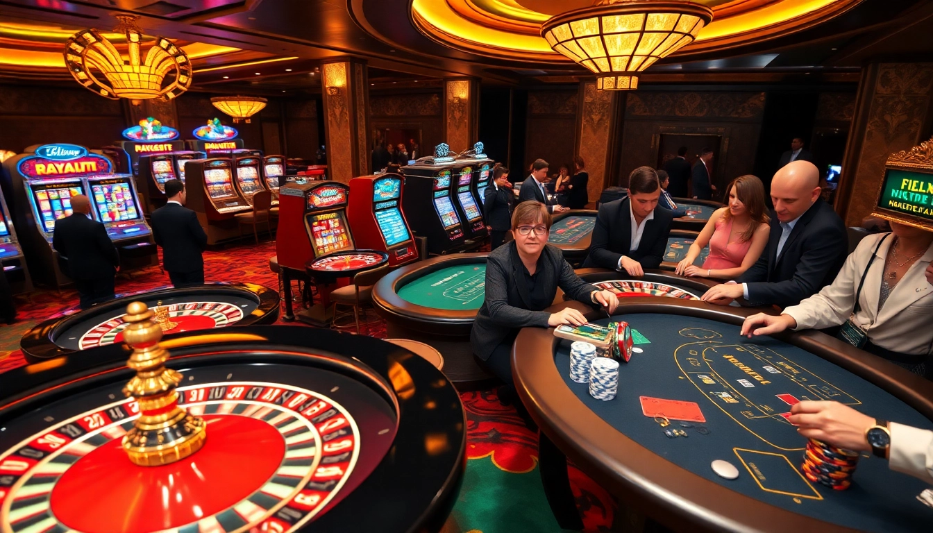 Excited players at the glamorous 79king casino, engaging in thrilling games of chance.