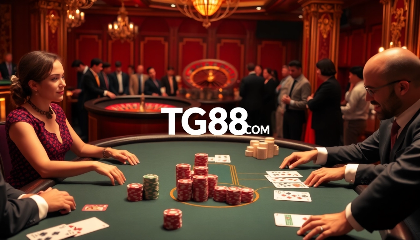 Experience the excitement of winning at TG88 COM casino with vibrant poker chips and an elegant atmosphere.