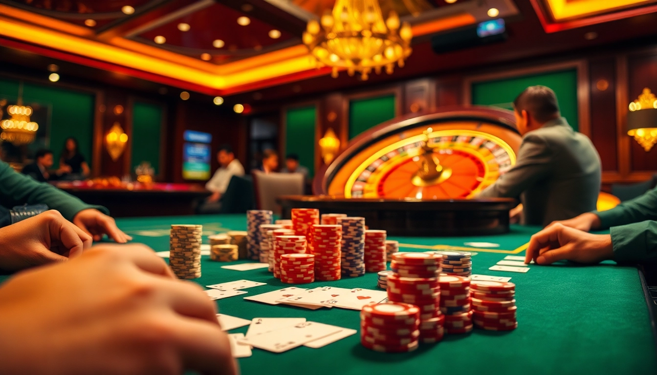 Experience the excitement of the go8 game with players at a luxurious poker table.