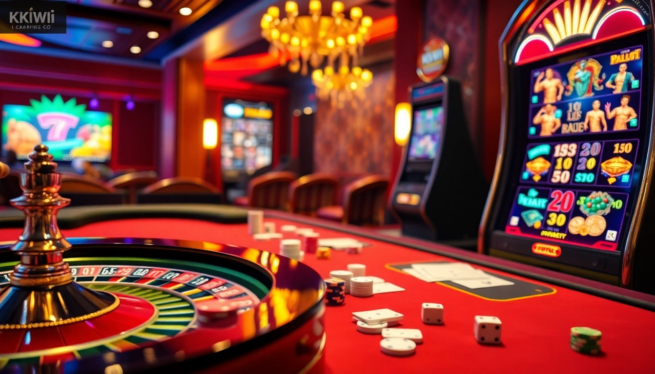 Engage in thrilling casino action at https://kkwin.co.com/ with an immersive roulette and poker table scene.