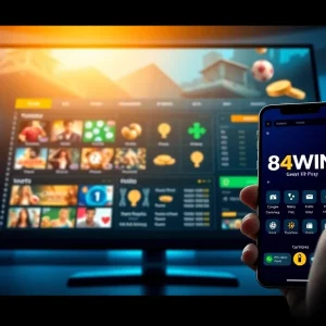 Exciting interface of 84 win showcasing online gaming options for a trustworthy betting experience.