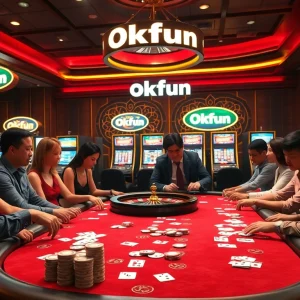 Experience the thrill of gambling at Okfun casino with vibrant gaming tables and excitement.
