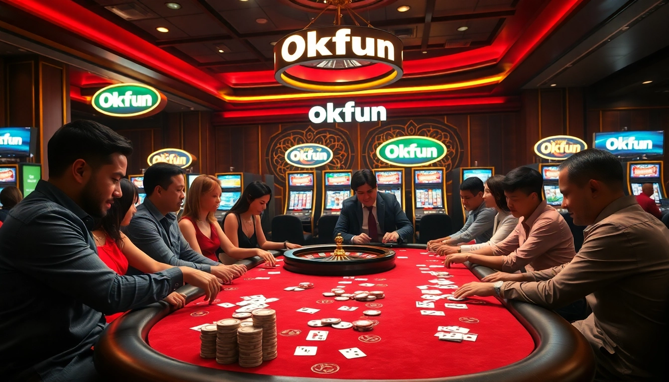 Experience the thrill of gambling at Okfun casino with vibrant gaming tables and excitement.