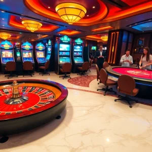 Exciting gaming atmosphere at GG88 casino, featuring roulette and poker for ultimate thrills.