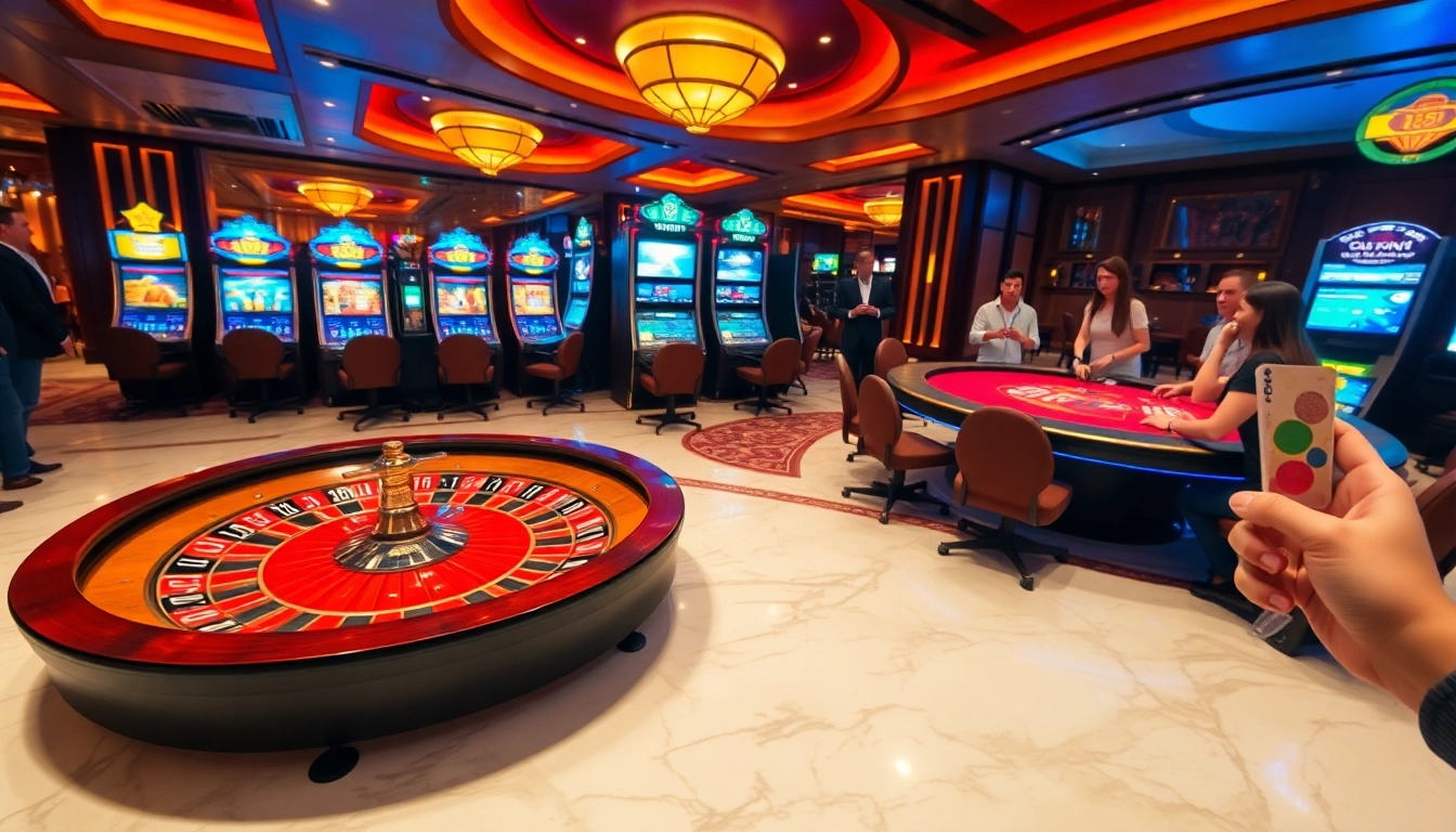 Exciting gaming atmosphere at GG88 casino, featuring roulette and poker for ultimate thrills.