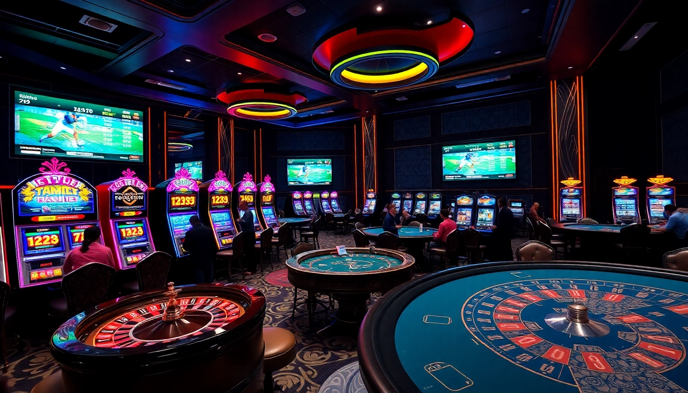 Experience the thrill of gambling at 789bet with a vibrant casino scene showcasing games.