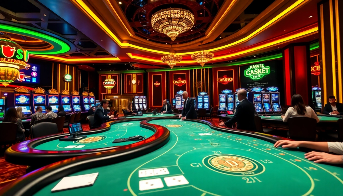 Exciting gaming atmosphere at QQ88z Net casino with vibrant tables and players in action.