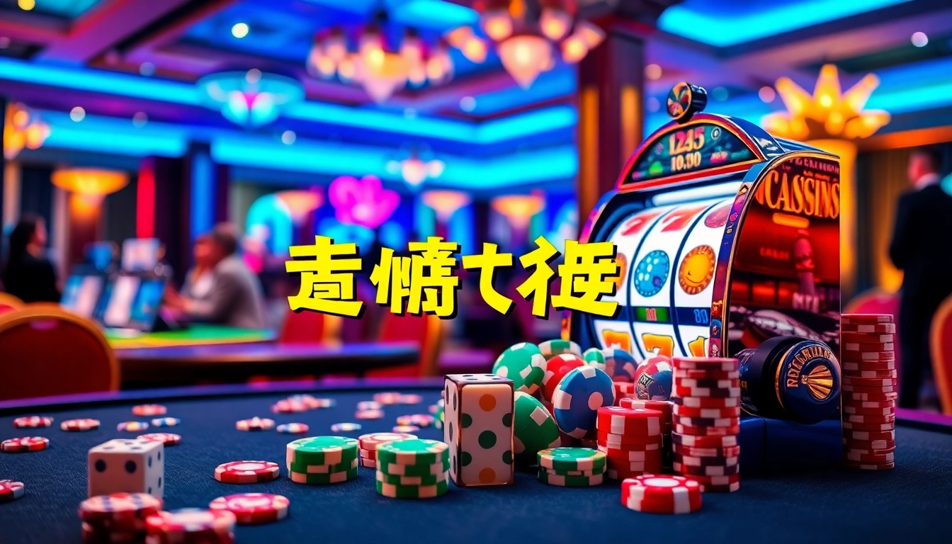 Engaging scene highlighting 슬롯사이트 with vibrant casino elements including slot machines and poker chips.