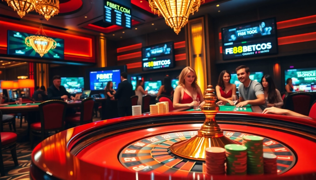 Experience thrilling betting action with F8BET.COM in a vibrant casino setting.