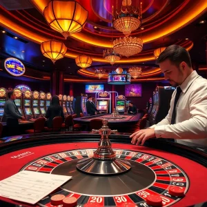Nikmati permainan birutoto yang mendebarkan di kasino yang ramai dengan roulette dan mesin slot.