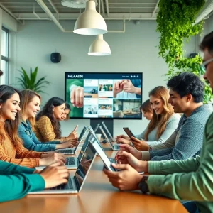 Engaging scene showcasing Hela Ads services in a modern marketplace setting.