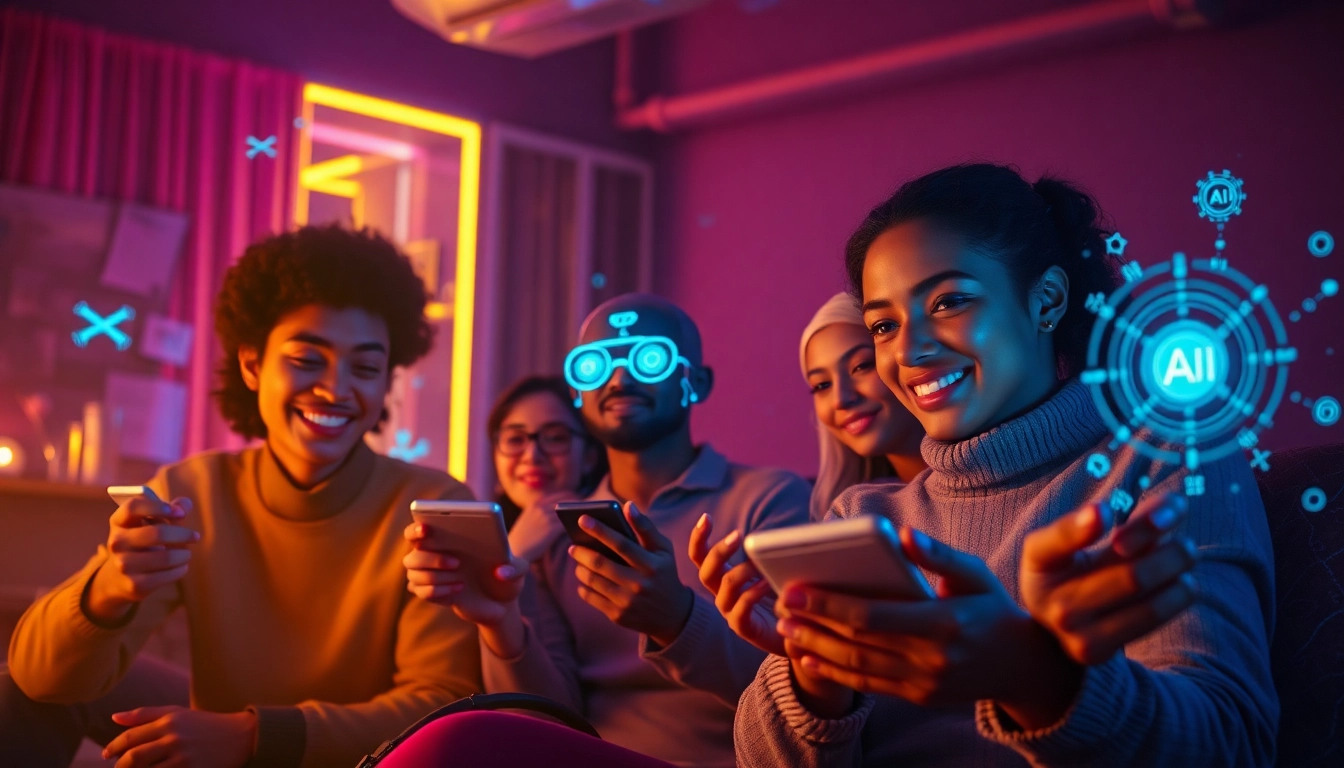 Engaging scene of users interacting with free sex ai chatbots in a cozy digital environment.