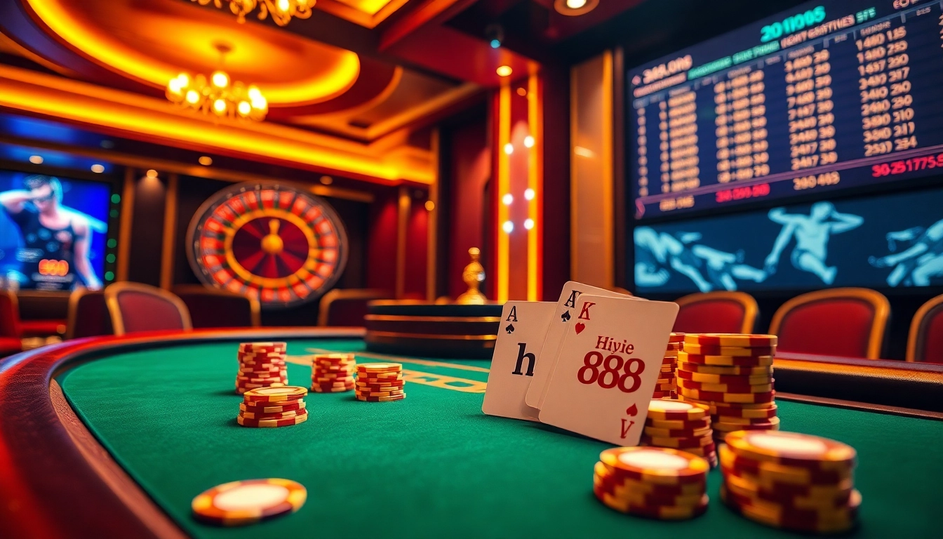 Experience the thrill of gambling at Hi888 casino with vibrant gaming tables and stakes.