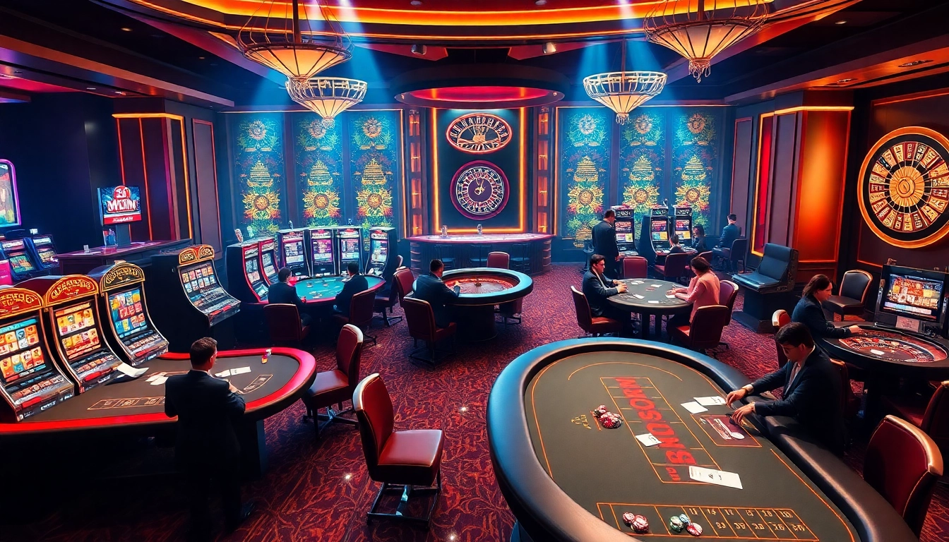 Experience the excitement of gambling at 32win.capital with a luxury casino scene featuring poker and blackjack tables.
