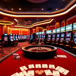 Experience thrilling kubet gaming with luxurious casino tables and vibrant slot machines.