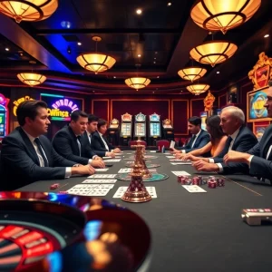 Exciting gameplay at Trang chủ 32Win with casino tables and roulette wheel.