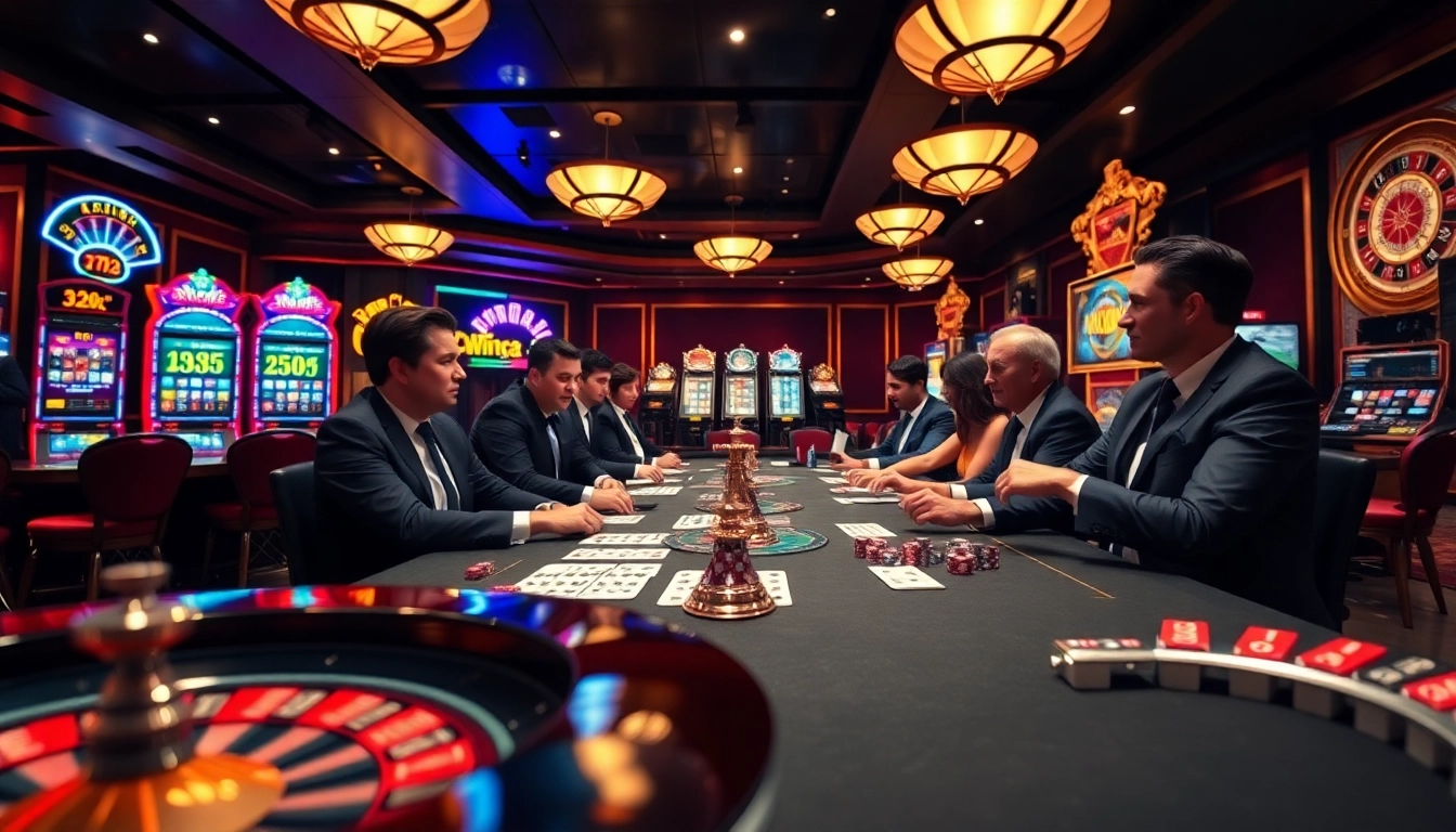 Exciting gameplay at Trang chủ 32Win with casino tables and roulette wheel.