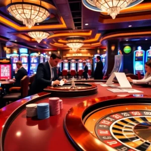 Experience the thrilling gambling atmosphere at XX88 with focused players and vibrant casino elements.