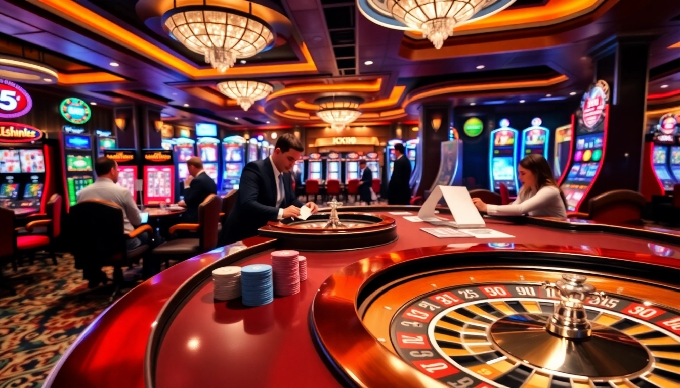 Experience the thrilling gambling atmosphere at XX88 with focused players and vibrant casino elements.