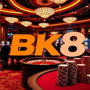 Experience the excitement of BK8's vibrant casino floor with engaged players and thrilling games.