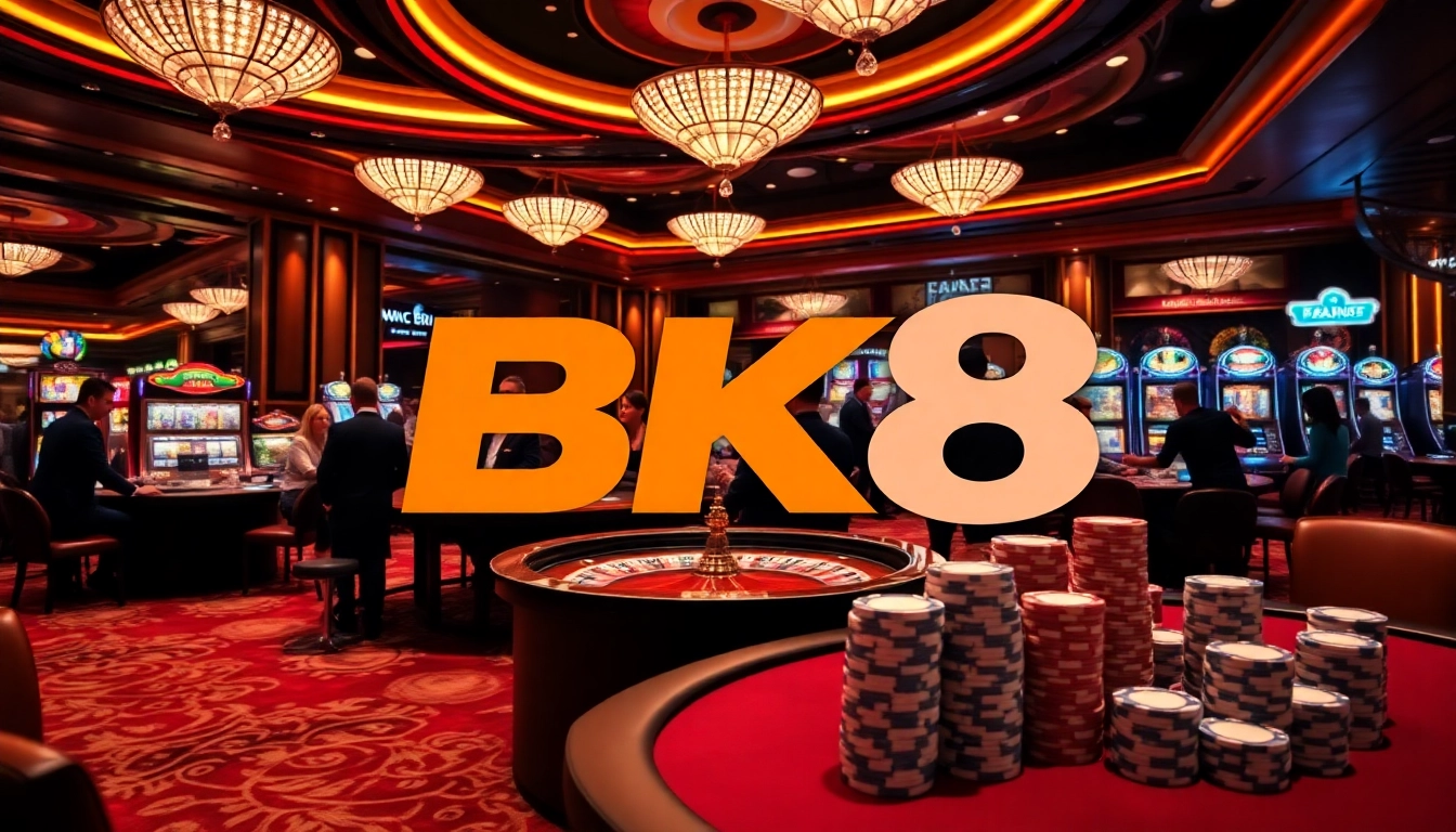 Experience the excitement of BK8's vibrant casino floor with engaged players and thrilling games.
