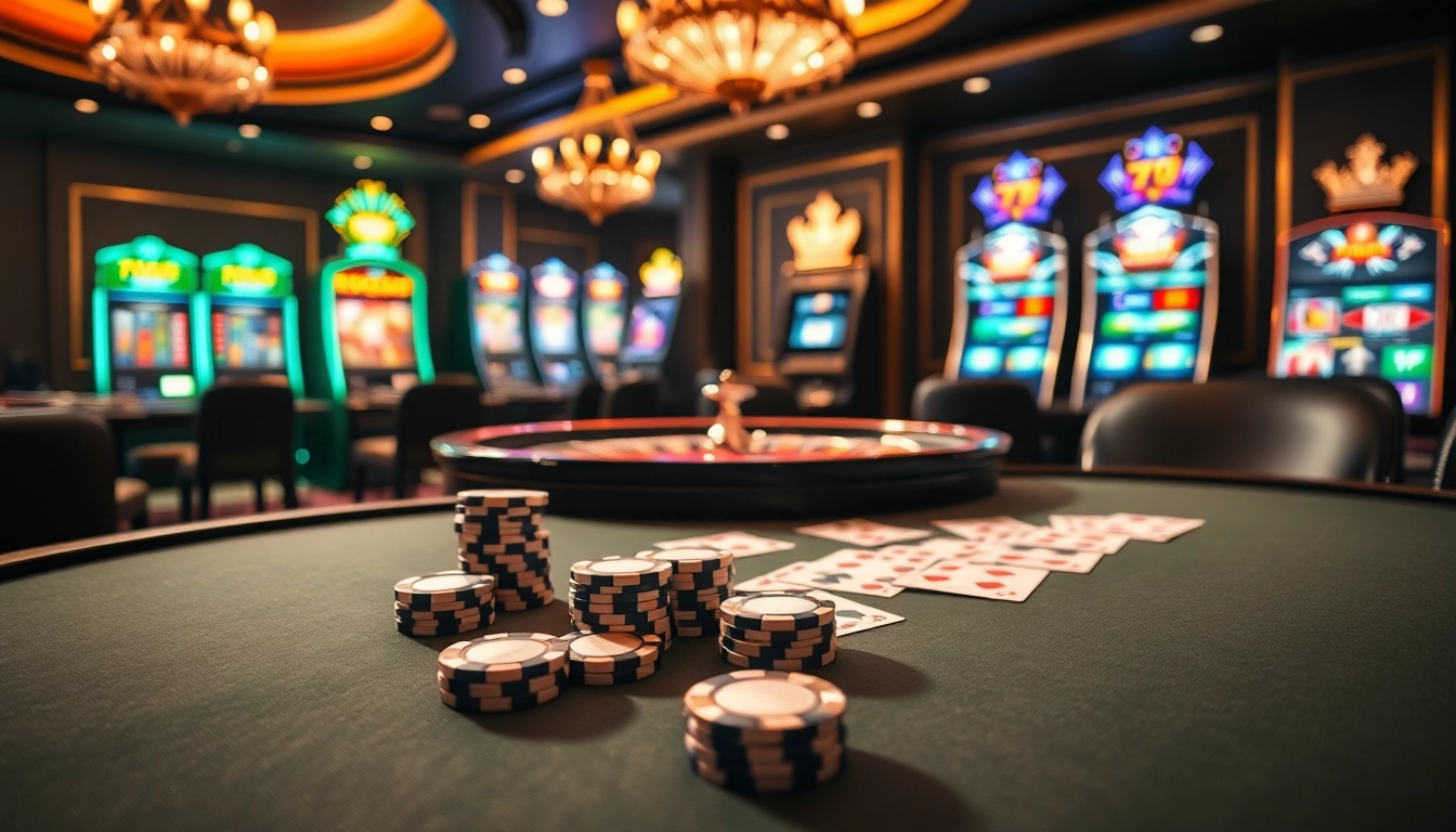 Experience high stakes poker action at 79king's luxurious casino table, featuring vibrant cards and chips.