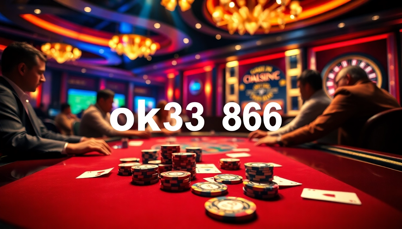 Engage in dynamic gameplay at https://ok8386.sh/ with colorful poker chips and a thrilling casino atmosphere.