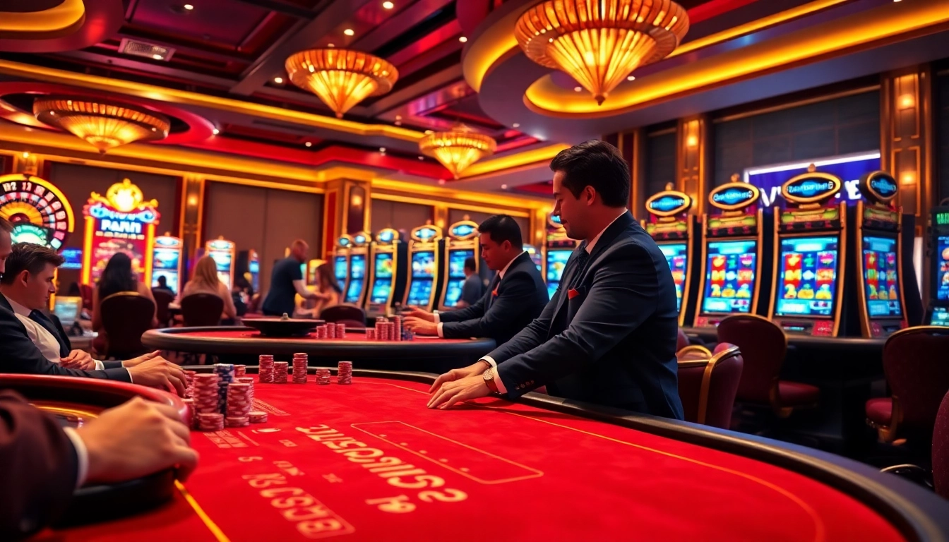 Players enjoying a thrilling game at Pushpa Club's luxurious casino atmosphere.