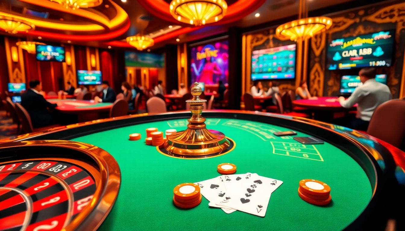 Engage in thrilling gameplay with Link Go88 at a luxurious casino featuring roulette and poker.