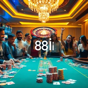 Players enjoying exciting games at the 88i casino, with vibrant tables and high-stakes betting action.