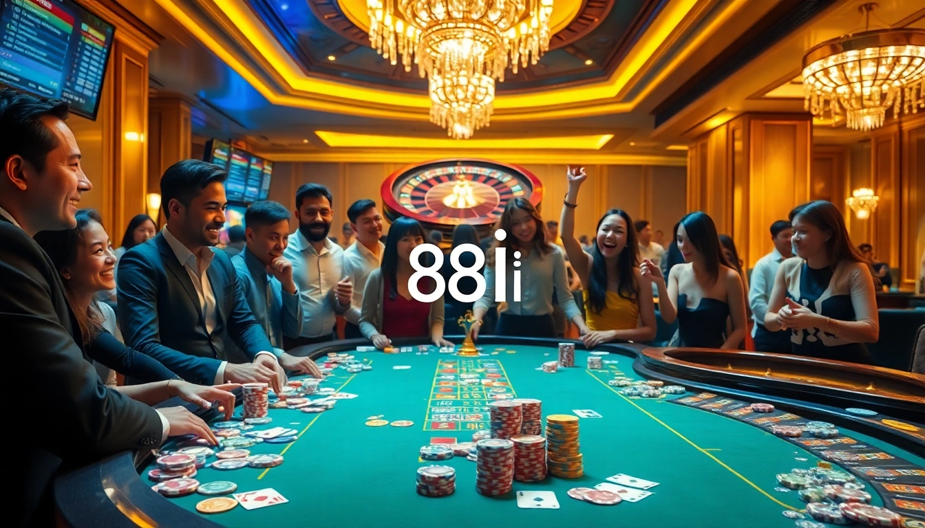 Players enjoying exciting games at the 88i casino, with vibrant tables and high-stakes betting action.