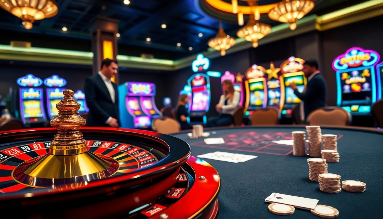 Players engaging at a vibrant 23win casino table, showcasing excitement and luxury in gambling.