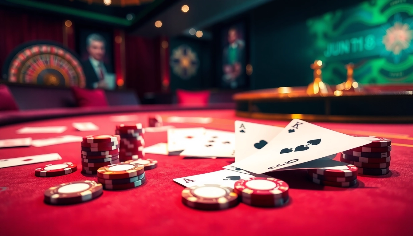 Experience thrilling gameplay at jun88 com with vibrant poker chips and dynamic casino tables.