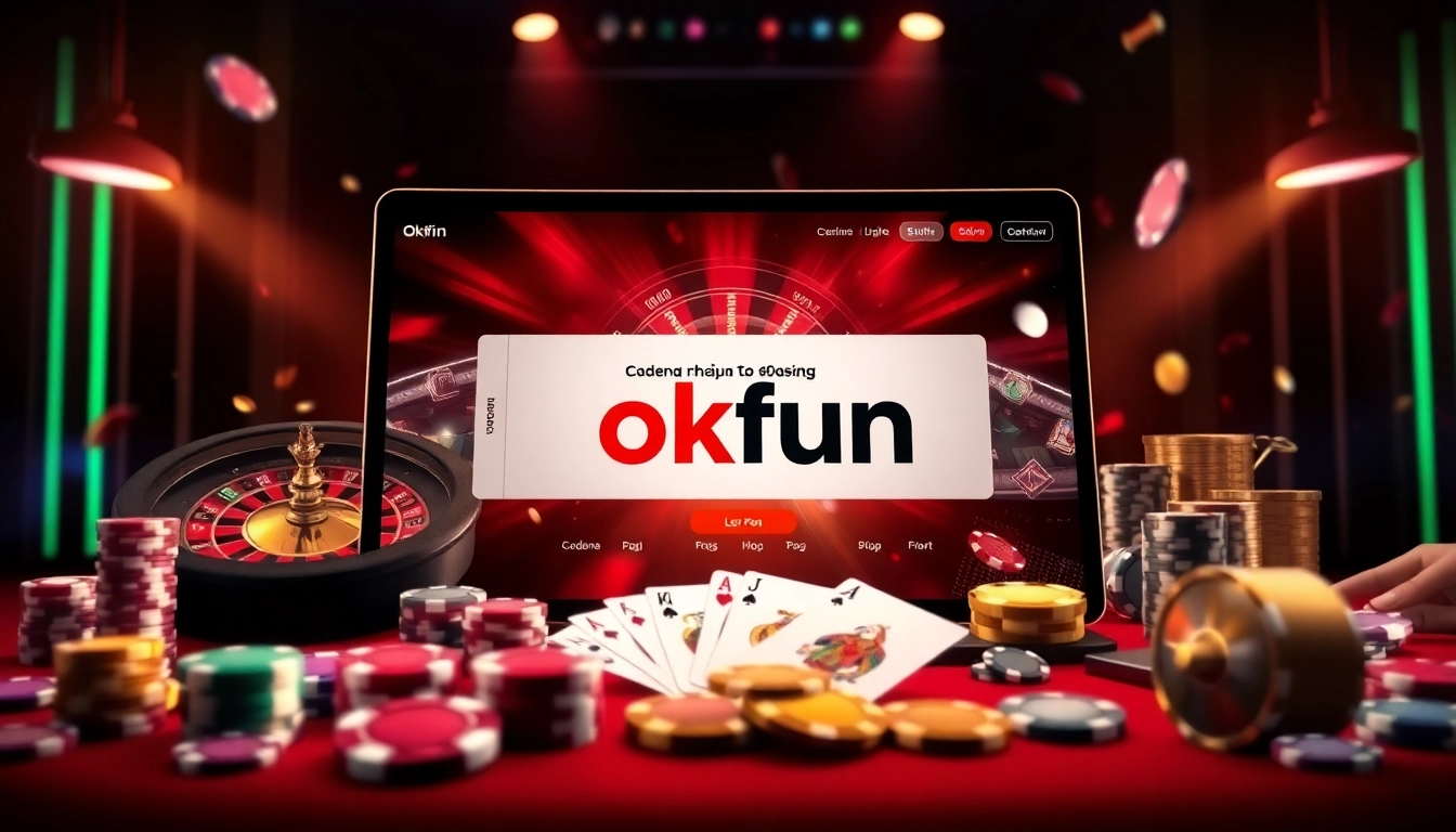 Engaging users in an online gambling experience at đăng nhập okfun, featuring vibrant casino elements.
