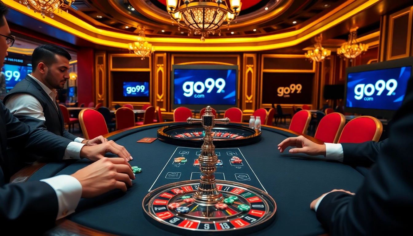 Experience excitement at go99 com with players engaging in a high-stakes poker game.