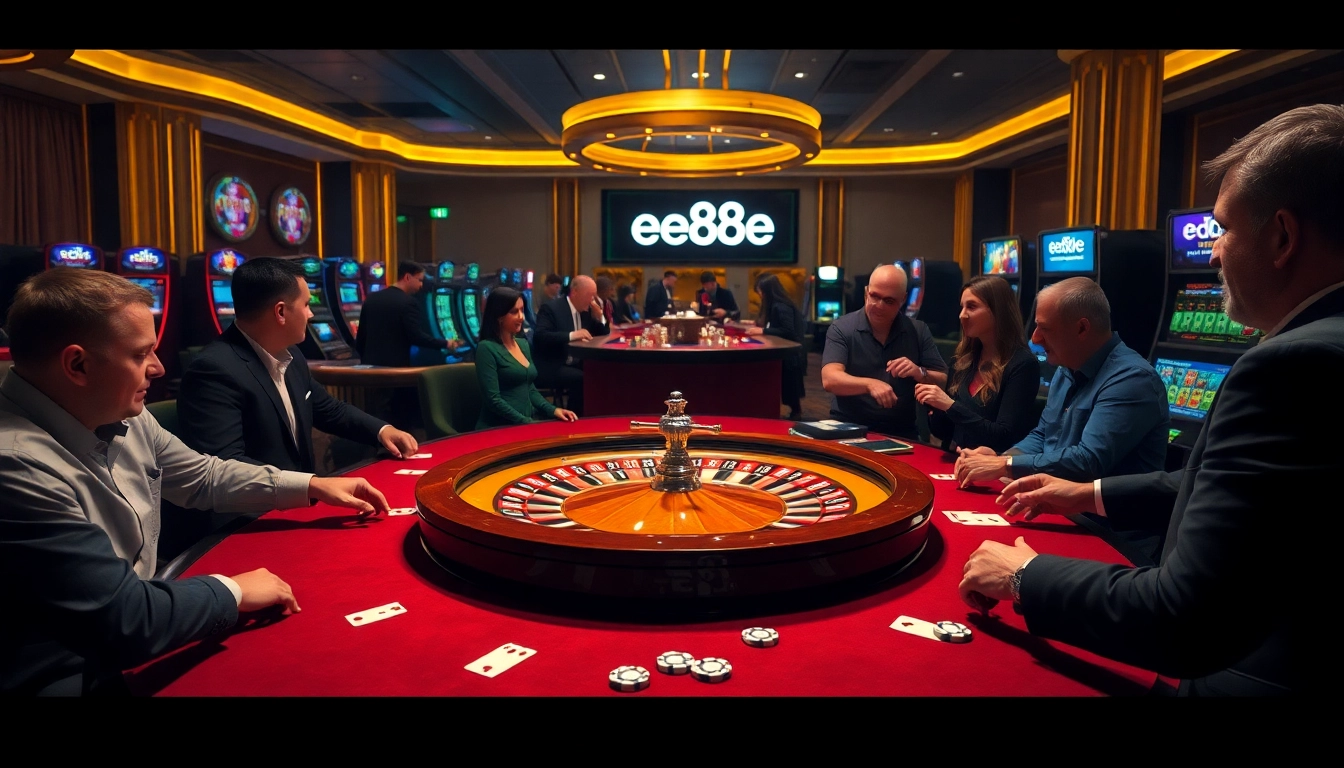 Experience high-stakes excitement with ee88e at a luxurious casino table filled with chips and cards.
