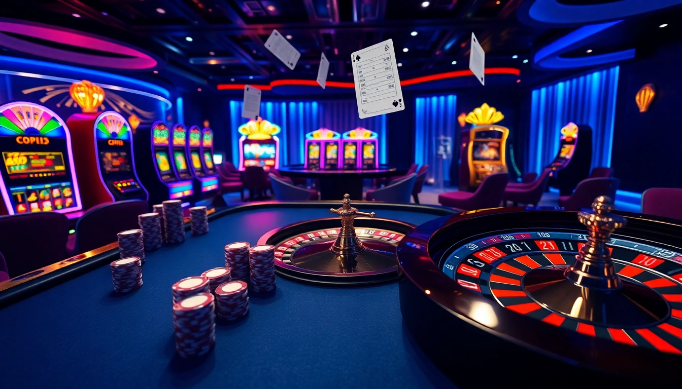 Engage with king33.io's vibrant online casino featuring poker chips and slot machines.