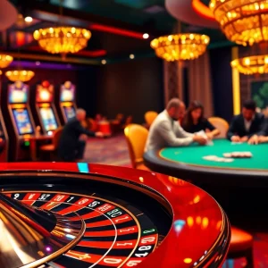 Experience thrilling gameplay at 79king osaka with vibrant casino chips and roulette wheels.