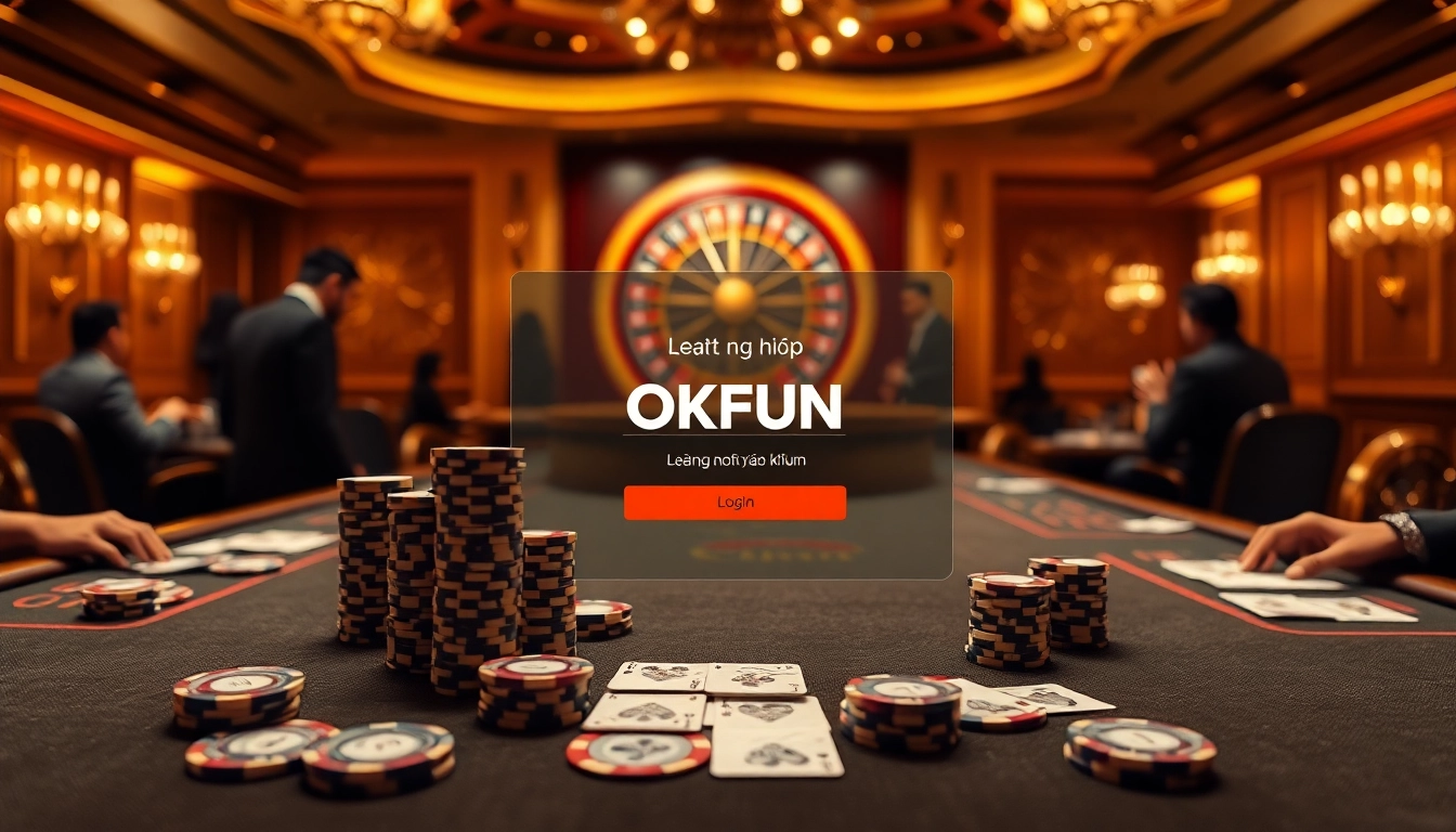 Excited gamblers engaging in online gaming at OKFUN's login portal.