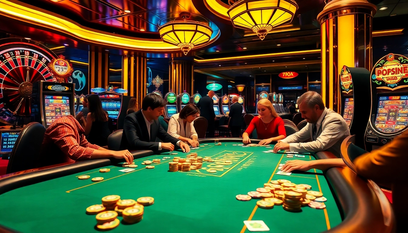 Experience thrilling gameplay at 79king's lavish casino with poker tables, roulette wheels, and vibrant slot machines.