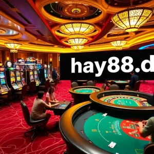 Players enjoying games at hay88.deal casino with vibrant tables and exciting slot machines.