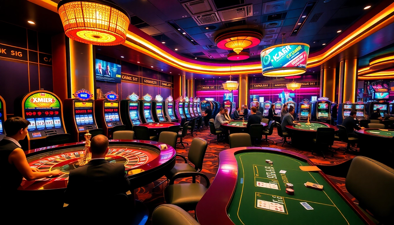 Players enjoy thrilling games at MK8's upscale casino tables with vibrant lights.